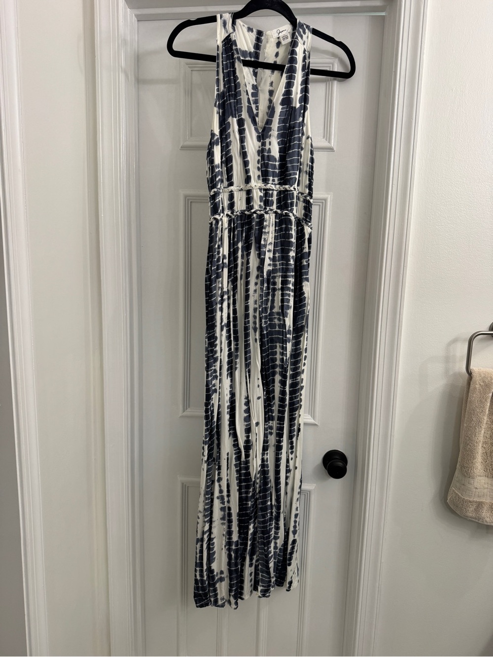 Navy and White Spot Print Maxi Dress